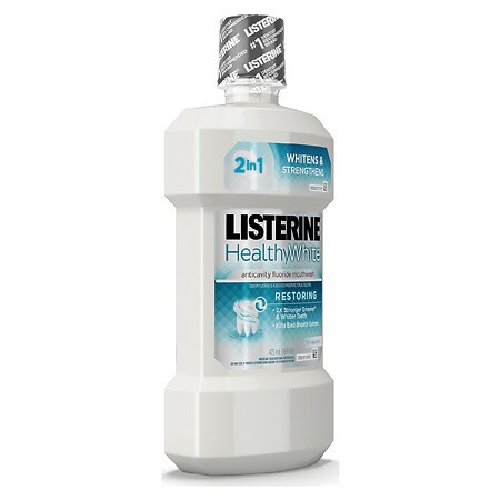 Listerine Healthy White Restoring Fluoride Mouthwash Mint Walgreens