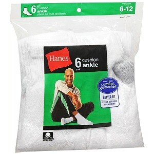 Hanes Men's Ankle Cushion Socks Shoe Size 6-12 6-12 White