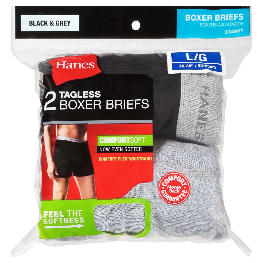 Hanes Men's Boxer Briefs Large Black