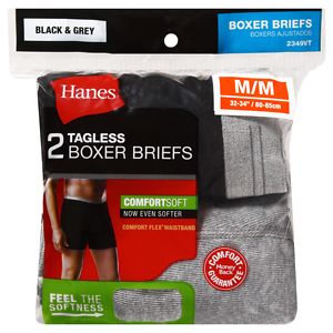 Hanes Men's Boxer Briefs Medium Black/Grey