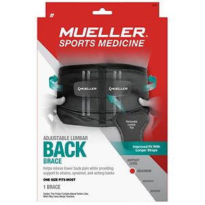 Mueller Sport Care Sport Care Adjustable Lumbar Back Brace Black Maximum Support Level Black