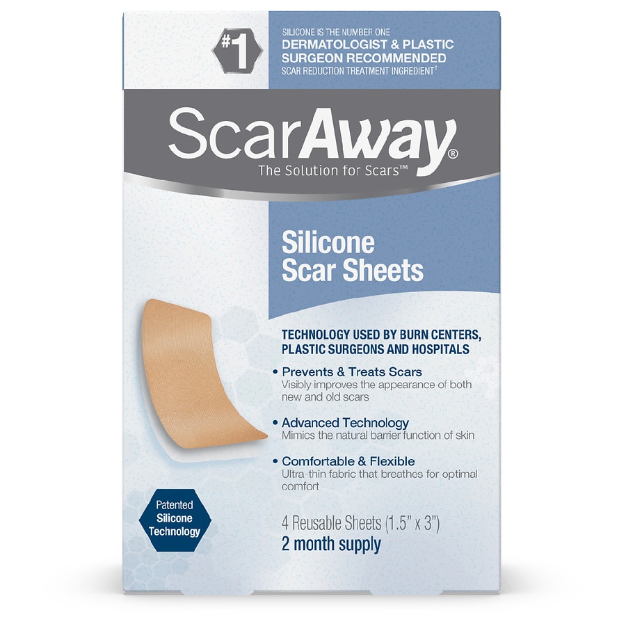 ScarAway Silicone Scar Sheets 1.5 inch x 3 inch 1.5x3 inch