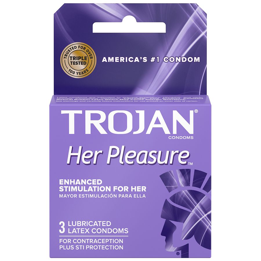 Trojan Her Pleasure Sensations Premium Lubricant Latex Condoms.