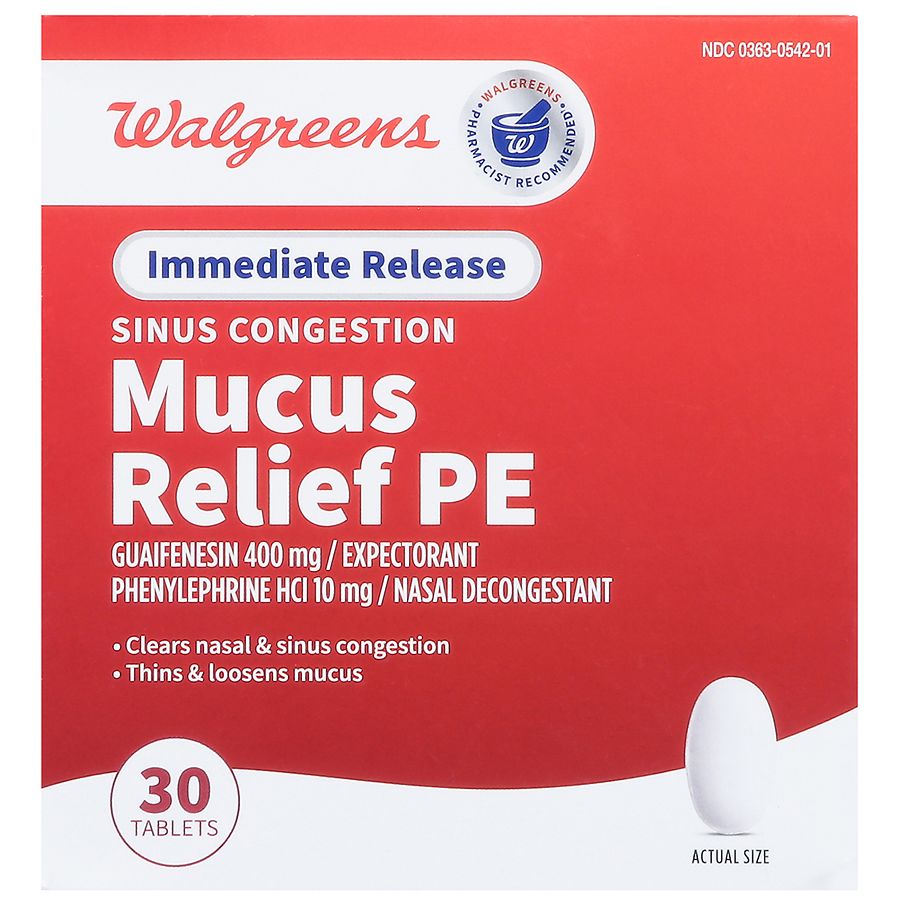 Walgreens Mucus Relief Pe Sinus Congestion Tablets Walgreens