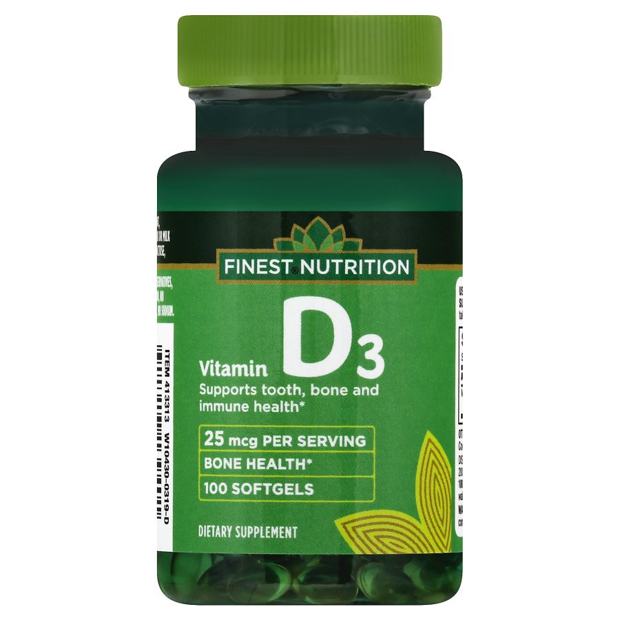  Finest Nutrition D3 Vitamin 1000 IU Dietary Supplement Softgels 