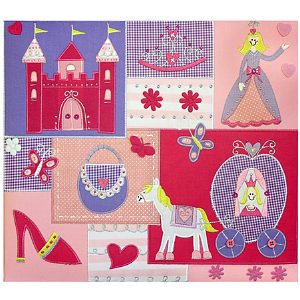 Amanda Blue Post-Bound Embellished Fabric Album  12 inch x 12 inch Princess Carriage