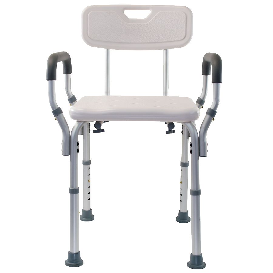 Essential Medical Adjustable Removable Arm Shower Bench with Back