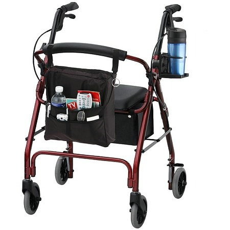  Nova GetGO Classic Rolling Walker w/ Pouch & Cup Holder Red 