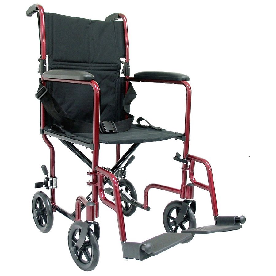 Karman 19 Inch Aluminum Lightweight Transport Chair 19 Lbs Burgundy Walgreens