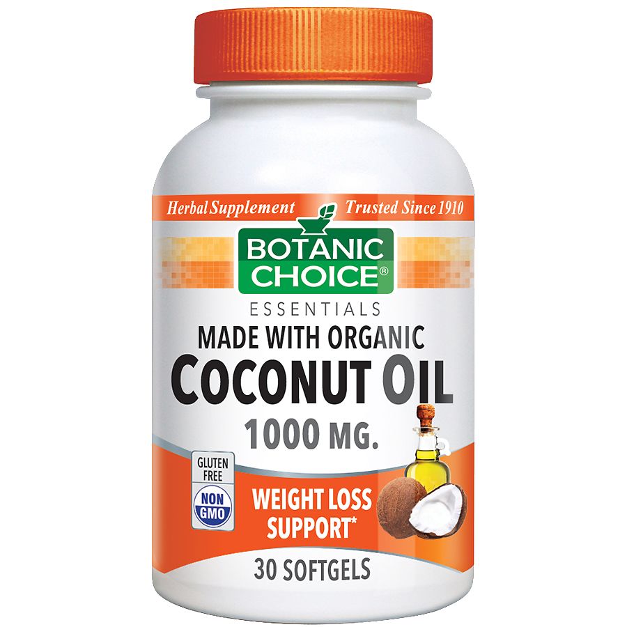 Botanic Choice Organic Coconut Oil 1000 mg Herbal Supplement Softgels ...