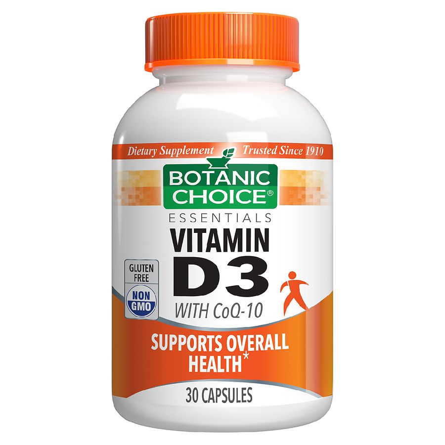 Botanic Choice Vitamin D3 with CoQ10 Dietary Supplement Capsules