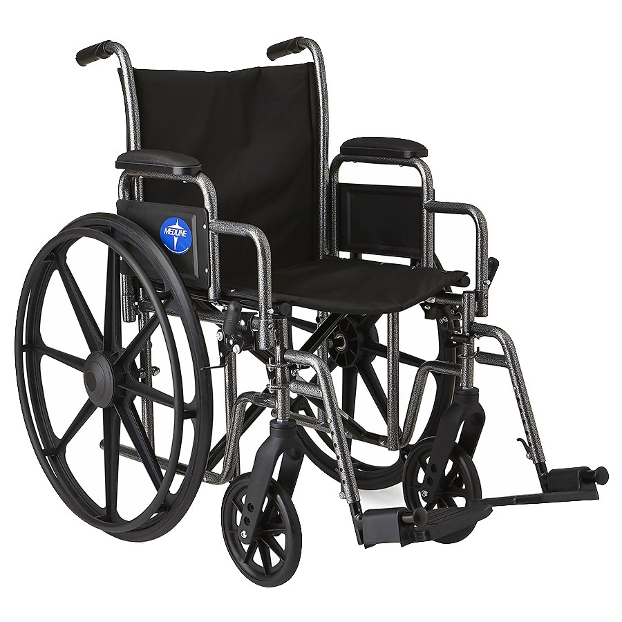  Medline Steel Wheelchair with Swingaway Footrests Silver 