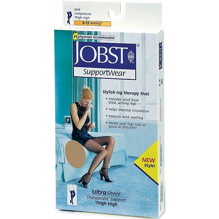 Jobst Women's UltraSheer Thigh High Hosiery (Mild) 8-15 mm Silky Beige, Silky Beige