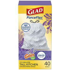 Glad Odor Shield Tall Kitchen Drawstring Trash-Garbage Bags