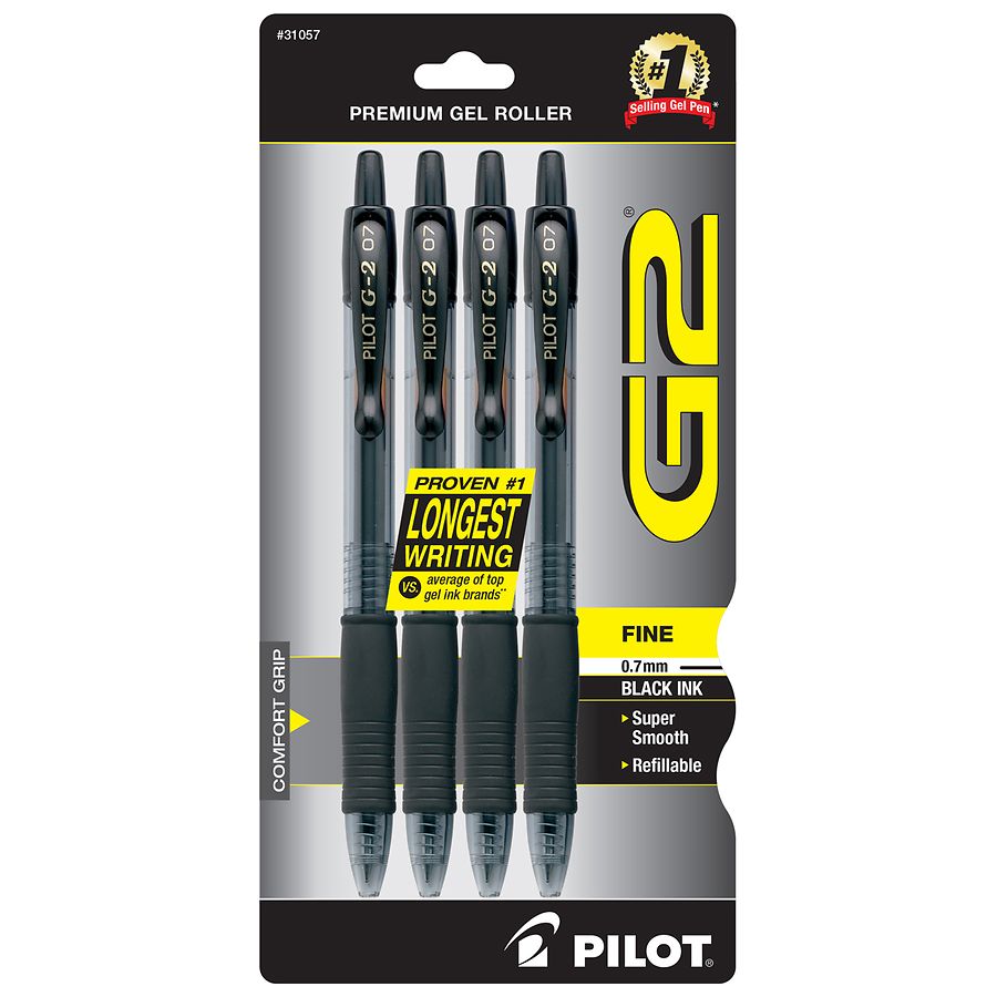 G2 Premium Retractable Fine Point Gel Ink Rolling Ball Pens Black Ink Walgreens