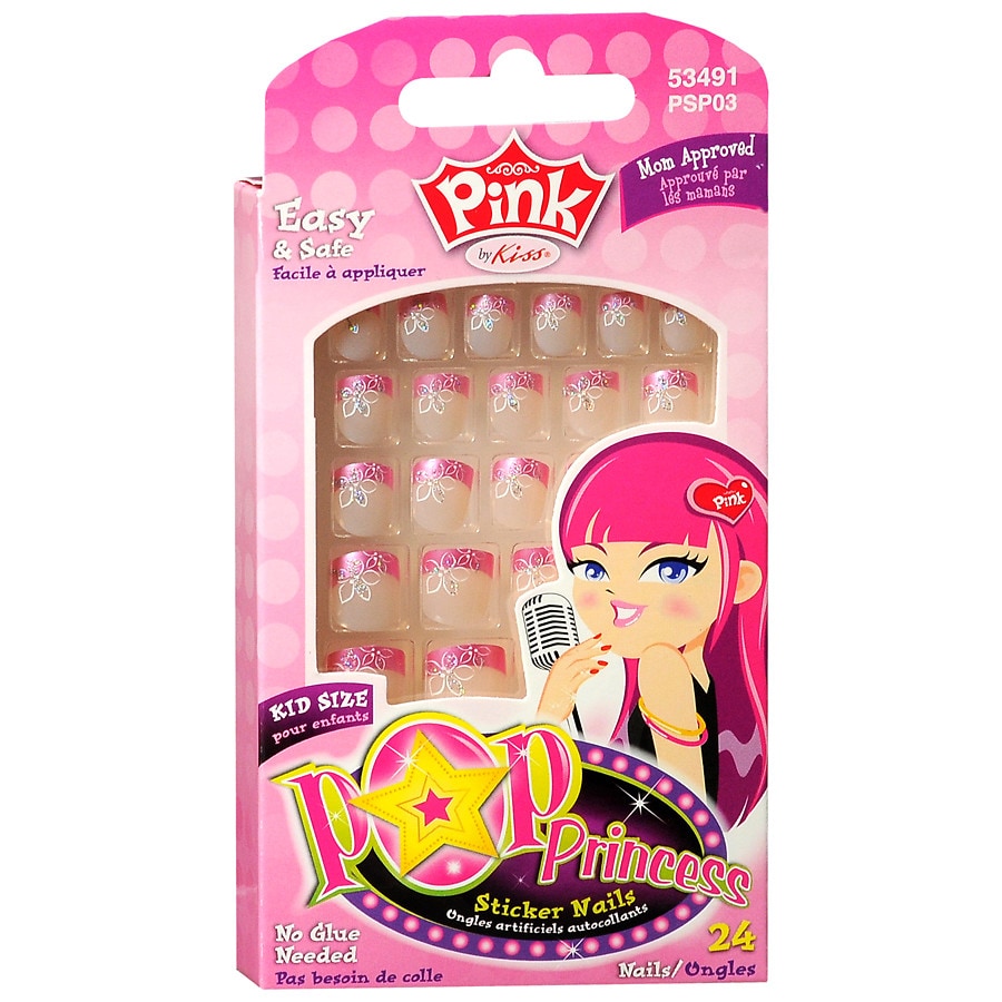  Kiss Her by Kiss Pink Pop Princess Kid Sticker Nails 