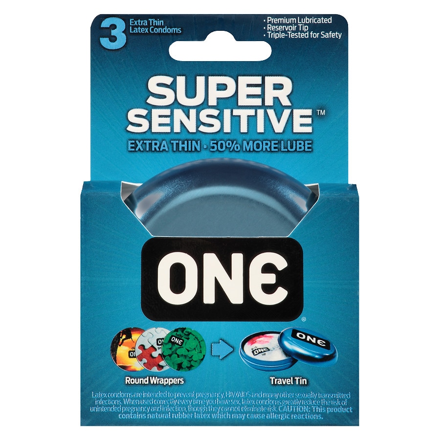  One Super Sensitive Extra Thin Lubricated Latex Condoms 