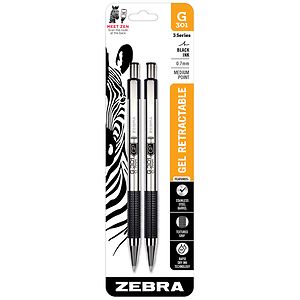 Zebra G-301 Gel Retractable Medium Point Black Ink Pen