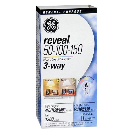 Ge Reveal Light Bulb 50 100 150 Watt 3 Way General Purpose Walgreens