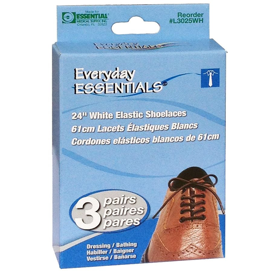 Essential Medical Elastic Shoelaces 24 inch White