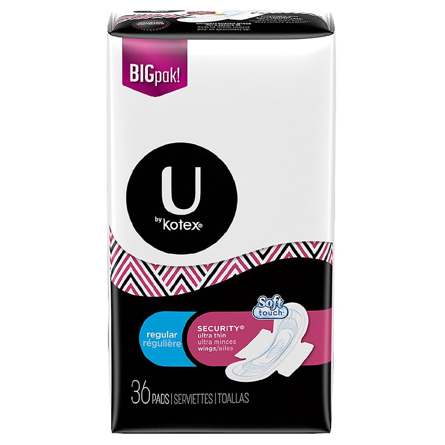  U by Kotex Security Ultra Thin Pads with Wings Unscented, Regular 