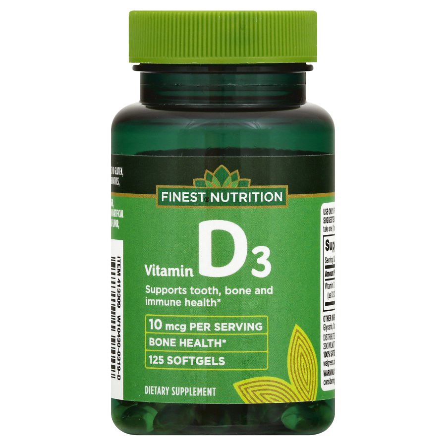  Finest Nutrition D3 Vitamin 400 IU Dietary Supplement Softgels 