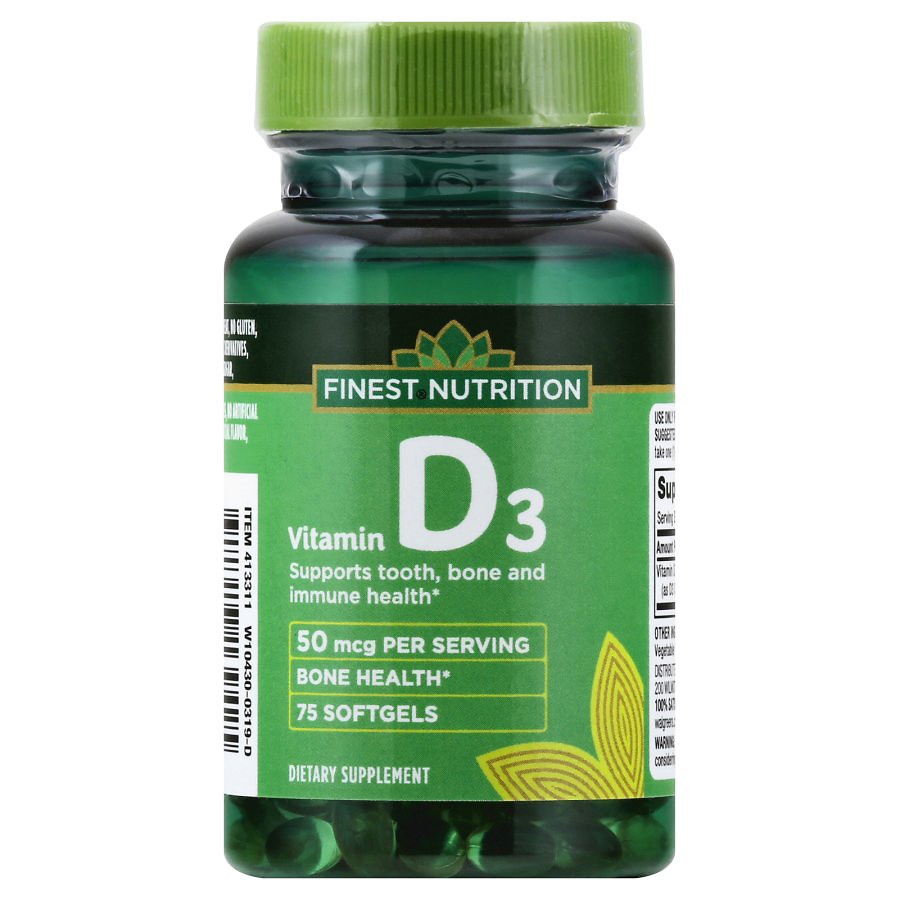  Finest Nutrition D3 Vitamin 2000 IU Dietary Supplement Softgels 