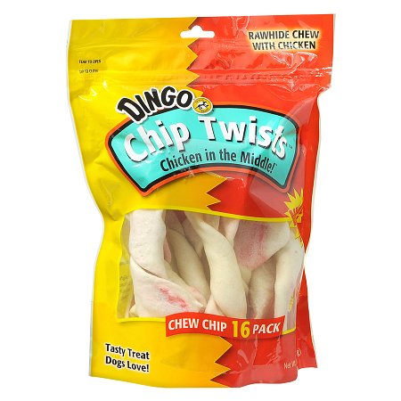 Dingo Chip Twists Rawhide Chew Chips 16 Pack Chicken