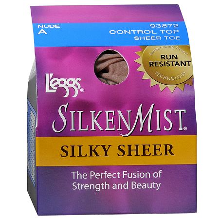 L'eggs Silken Mist Control Top Sheer Toe Hosiery A Nude