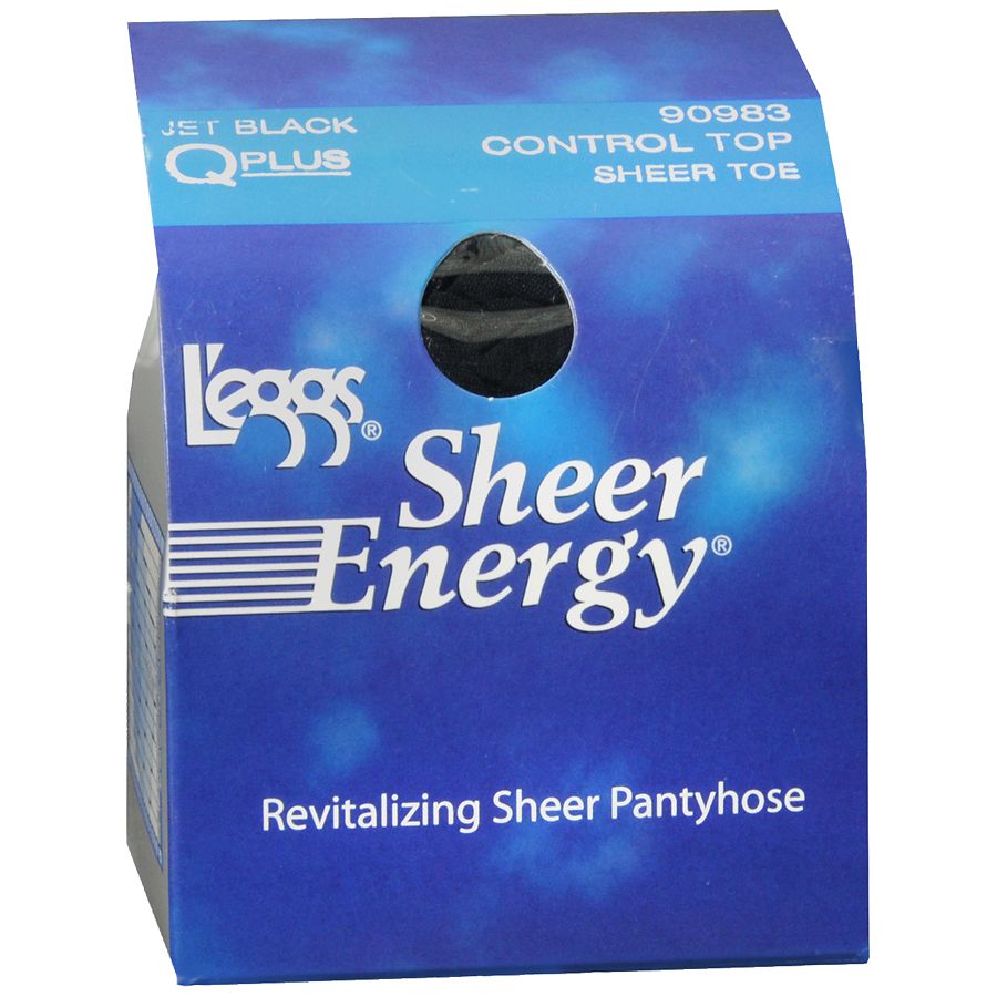 L'eggs Sheer Energy Control Top Sheer Toe Revitalizing Sheer Pantyhose Q Plus Jet Black