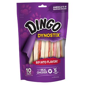 Dingo Dynostix Rawhide Chew Sticks 10 Pack Meat