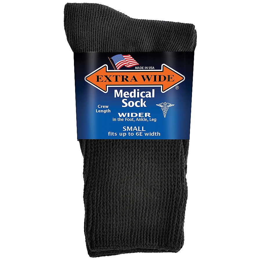 Extra Wide Medical Socks Womens Shoe Sizes 6-11 Wide Black