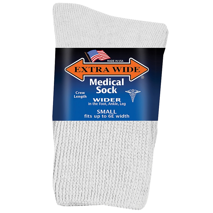 Extra Wide Medical Socks Womens Shoe Sizes 6-11 Wide White