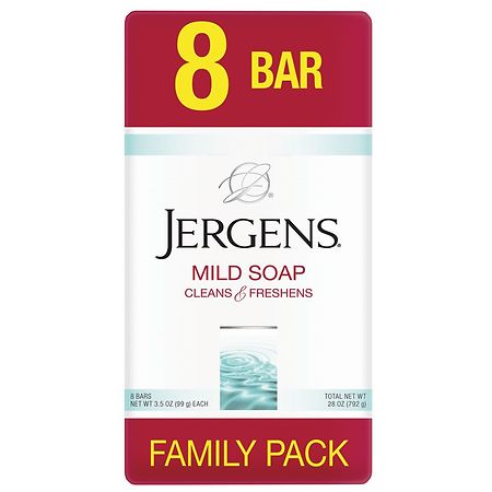 Jergens Mild Soap Bars 8 Pack 3.5 oz