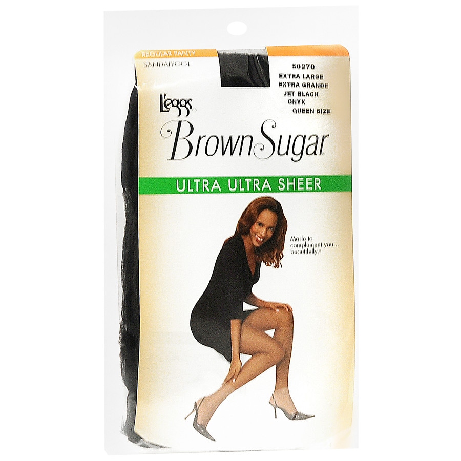 L'eggs Brown Sugar Panty Sandalfoot Ultra Ultra Sheer Pantyhose Q Jet Black