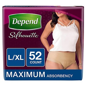 Depend Silhouette For Women, Maximum Absorbency, L/XL - 52 Pack
