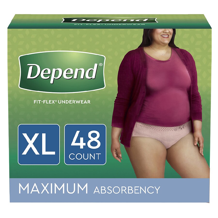 Depend Fit-Flex Incontinence Underwear for Women, Maximum Absorbency XL Blush