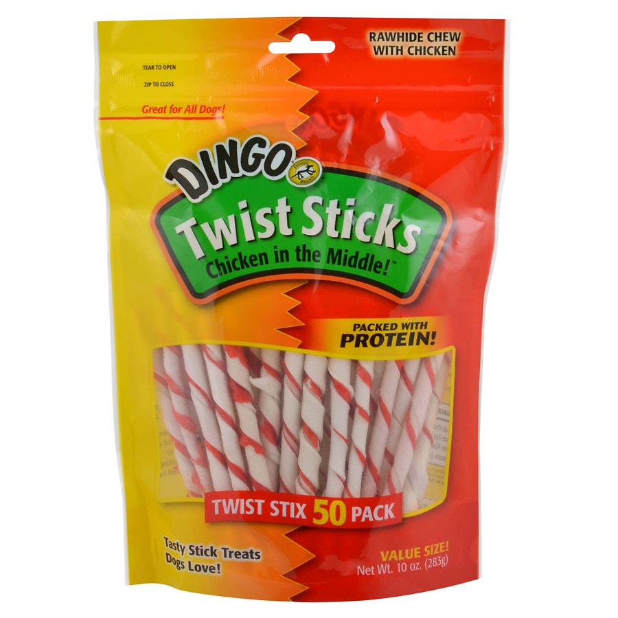  Dingo Twist Sticks, Chicken in the Middle, 50 Pack 