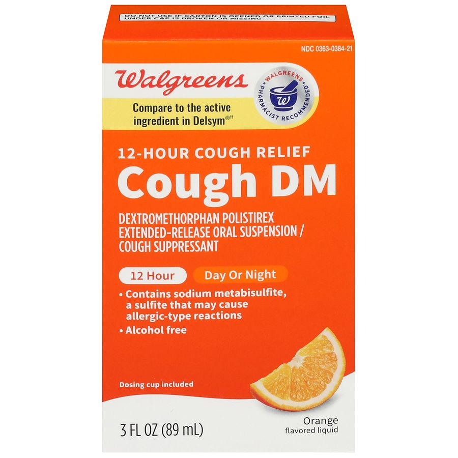 Walgreens Cough Dm Dextromethorphan Polistirex Er Oral Suspension Orange Walgreens