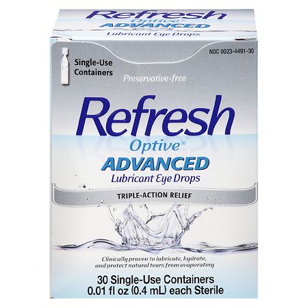 Refresh Optive Advanced Lubricant Eye Drops Single Use Containers - 30 ea