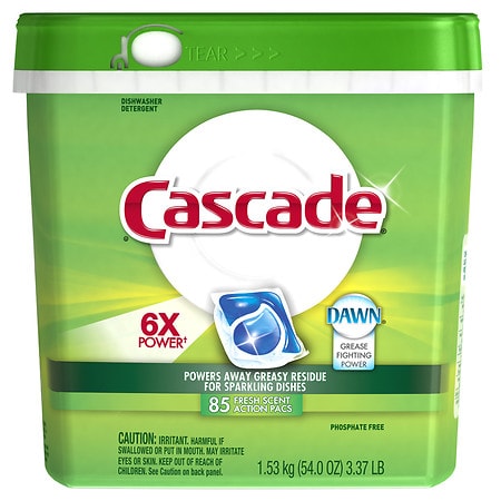 Cascade Original Dishwasher Pods, ActionPacs Dishwasher Detergent Tabs, Fresh Scent, 85 Count