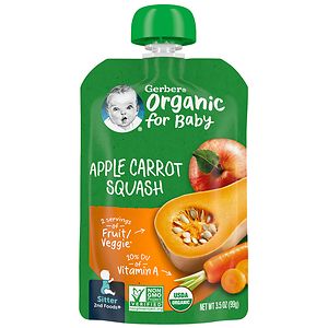 Gerber 2nd Foods Organic Baby Food Pouches Apple Carrot Squash
