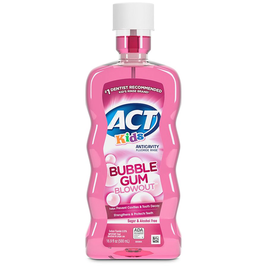 Photo 1 of Act Kids Fluoride Rinse, Anticavity, Bubble Gum Blowout - 16.9 fl oz