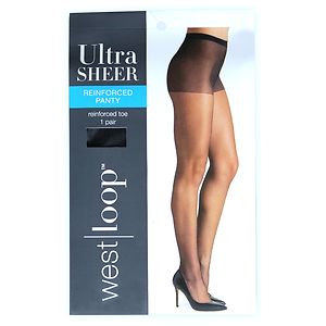 West Loop Reinforced Panty Sheer Toe Ultra Sheer Pantyhose D Coffee