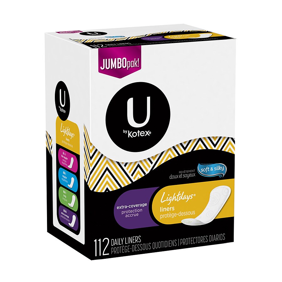 U By Kotex Lightdays Pantiliners Extra Coverage Walgreens