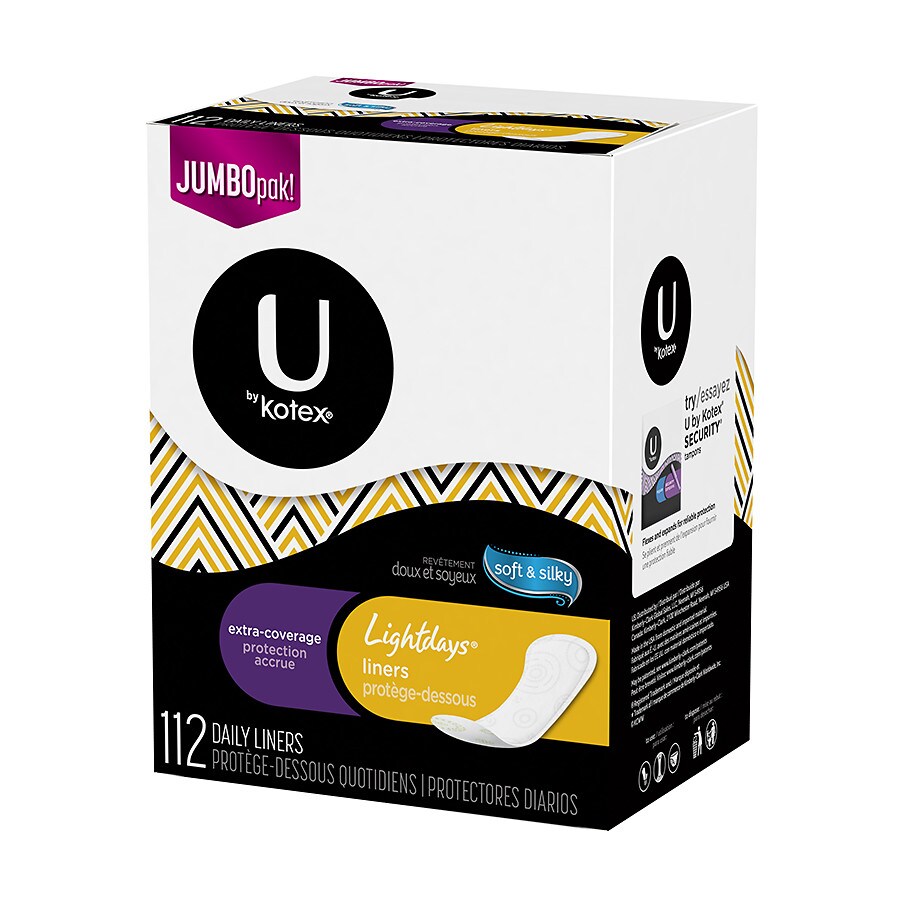 U By Kotex Lightdays Pantiliners Extra Coverage Walgreens