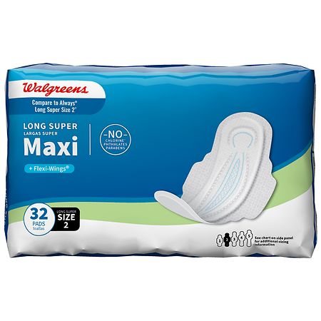Walgreens Maxi Pads with Wings, Super - 32.0 ea
