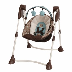 Graco Swing by Me Portable 2 in 1 Swing Brown & Blue Little Hoot