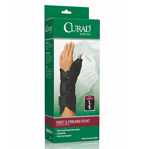 Curad Wrist & Forearm Splint with Abducted Thumb-Right Medium, 6.5-8 in Black