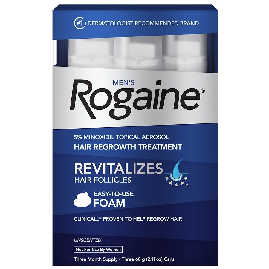  Rogaine Men's 5% Minoxidil Foam For Hair Regrowth Unscented 